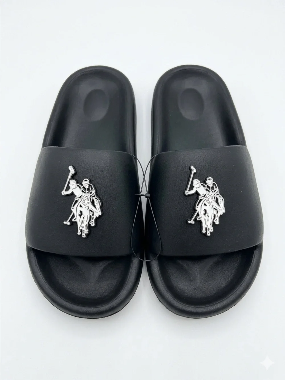 NWT U.S. Polo Assn. Slide Sandals in Black or Beige w/ Polo Logo